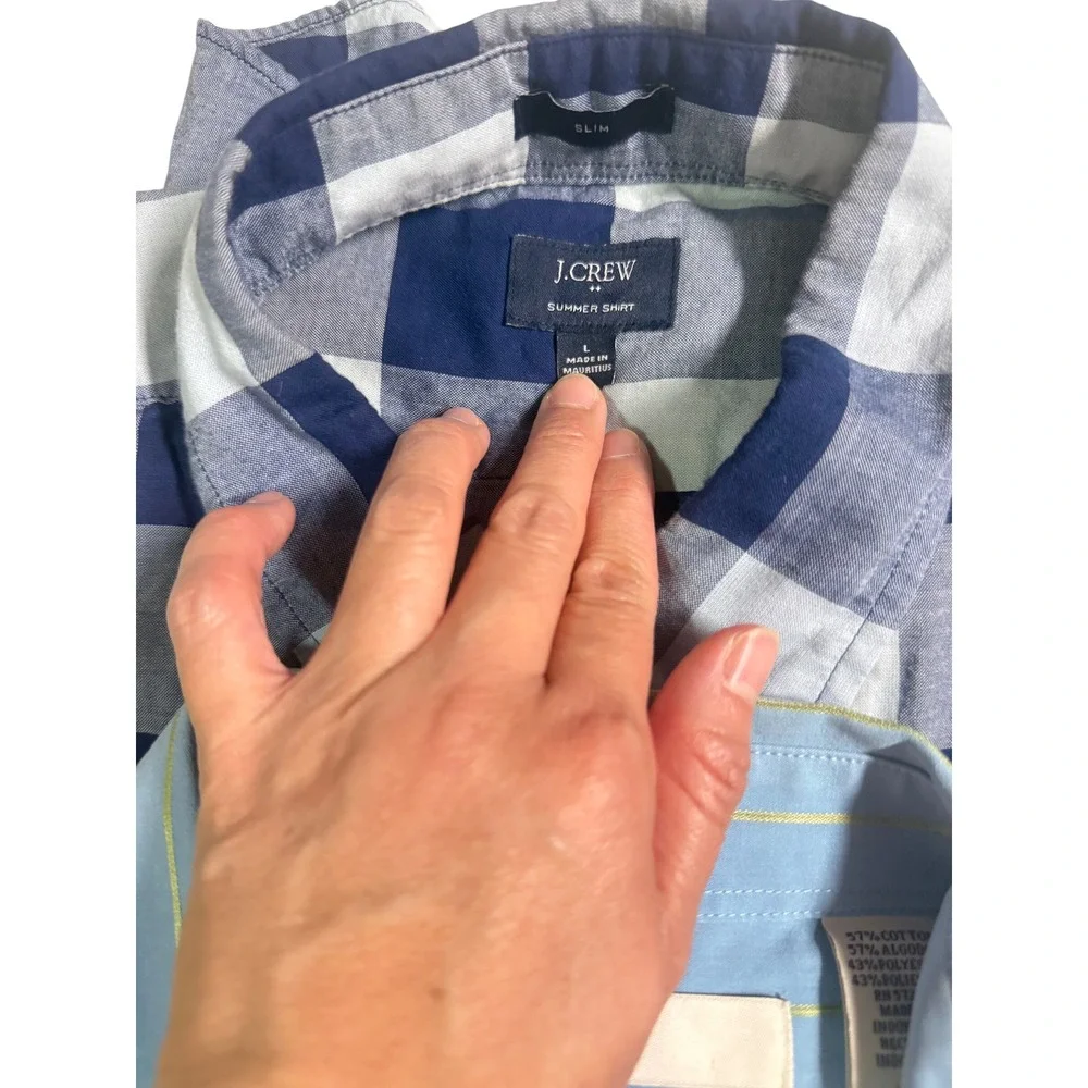 BUNDLE Men Button down Shirt sz Large J.Crew Perry Ellis Hurley Hawaian Casual